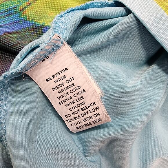 Vintage Style&Co Top Womens 3X Blue Black Peacock Print Pullover Ruched Front - Picture 5 of 9